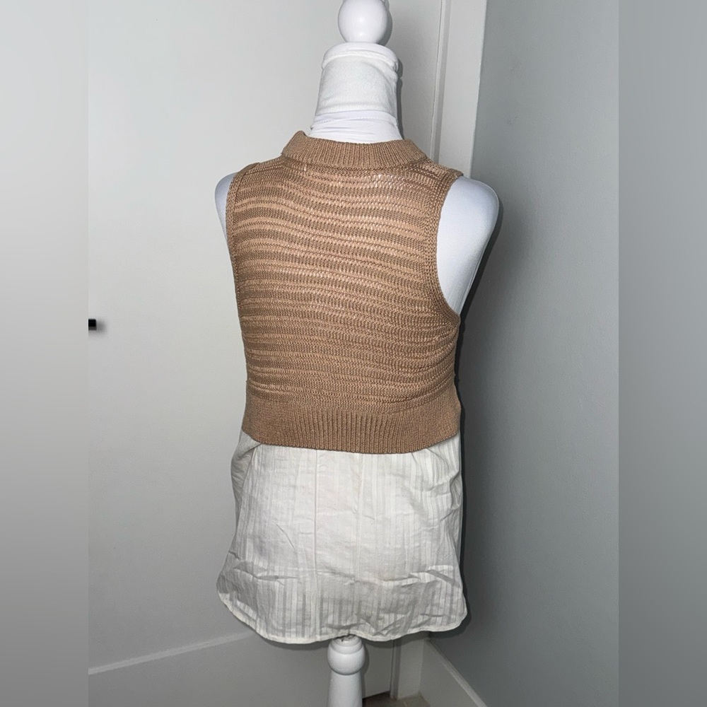 Veronica Beard South Beach Sleeveless Combo Top in Tan/Size Medium - Picture 4 of 6